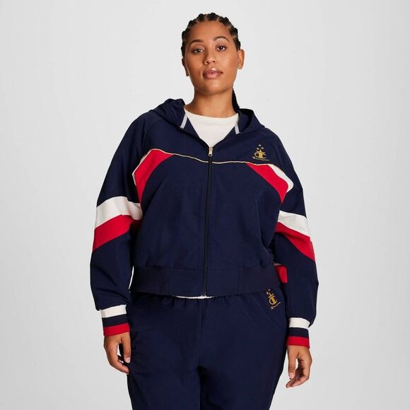 Champion Tops - Champion -  Women's Gold Medal Full Zip Nylon Hoodie  Navy Blue
